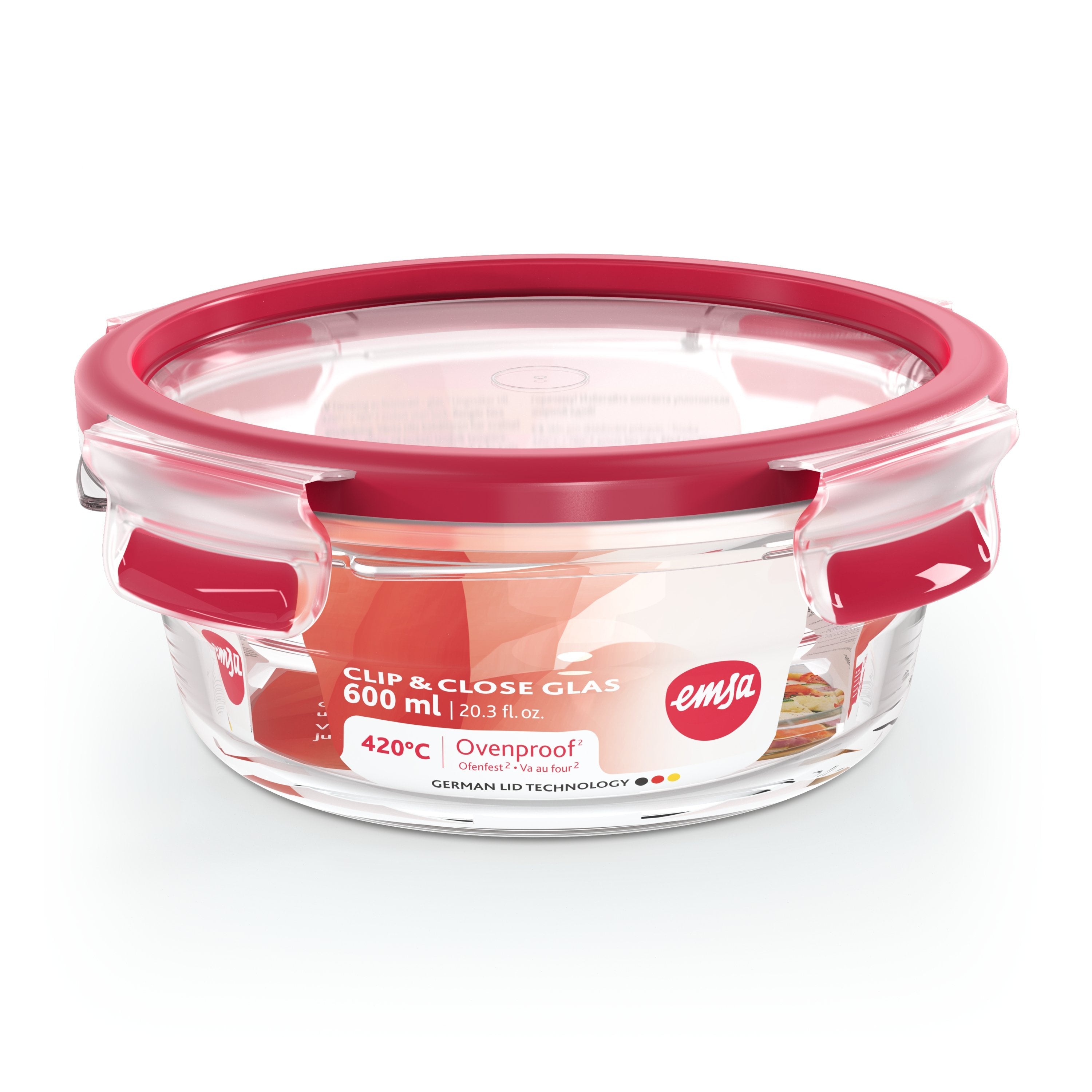 Emsa Clip & Close Contenedor De Alimentos De Vidrio 0,6 Litros