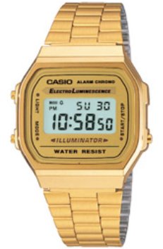 Casio A168wg-9wdf Vintage Unisex-Digitaluhr Con Edelstahlband, Dorado
