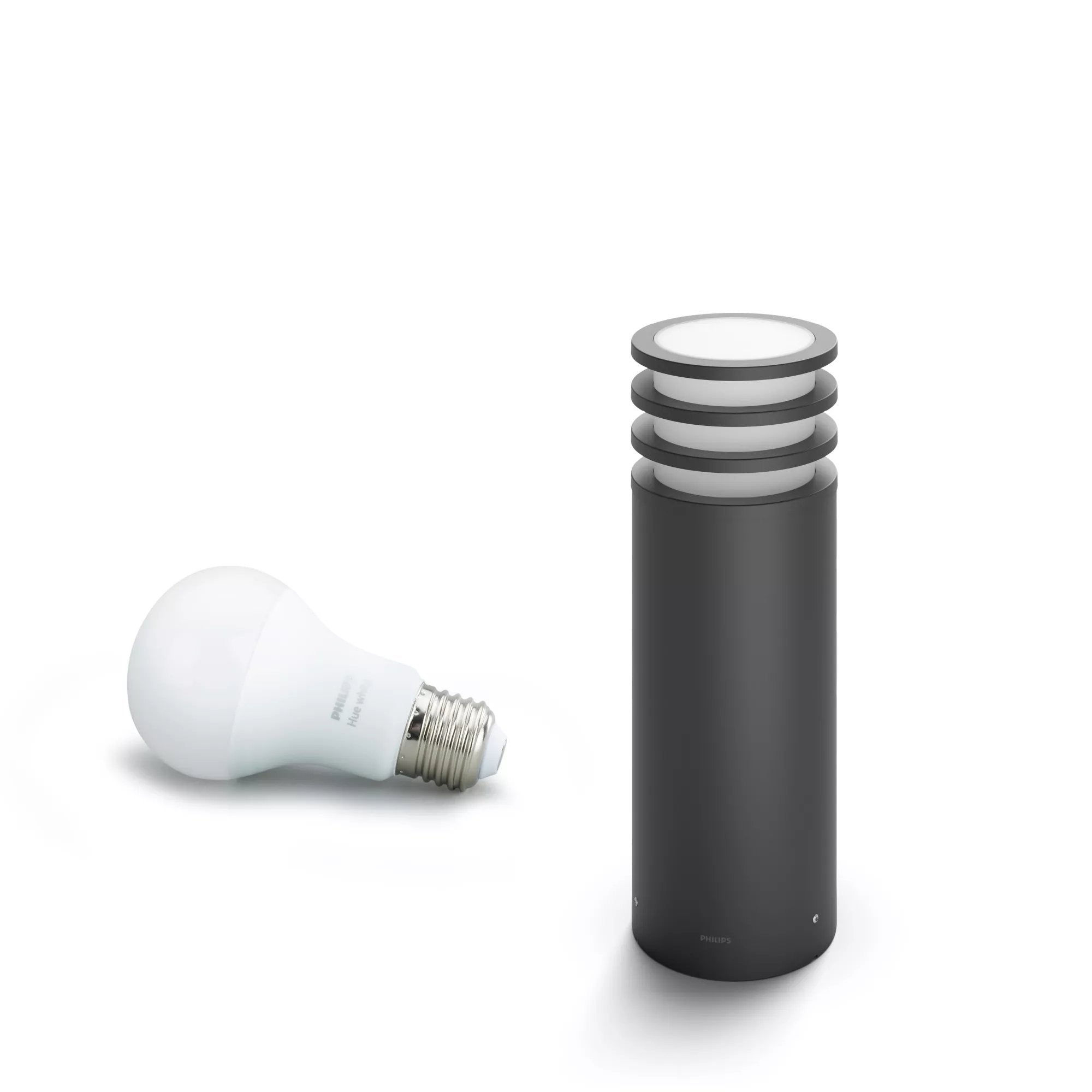 Philips Hue Lucca Pedestal Inteligente Exterior Led (Ip44), Luz Blanca Cálida, Compatible Con Alexa Y Google Home