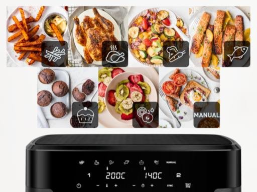 Freidora De Aire Moulinex Ez942hf0 Xxl Dual Easy Fry 11l 2020w Carbón Vegetal