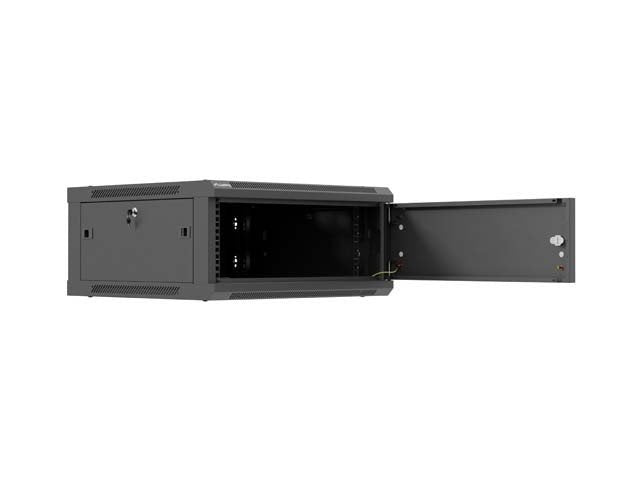 Lanberg Rack Cabinet 19in Wall-Mount 4u 600x600 Flat Pack With Metal Door Black