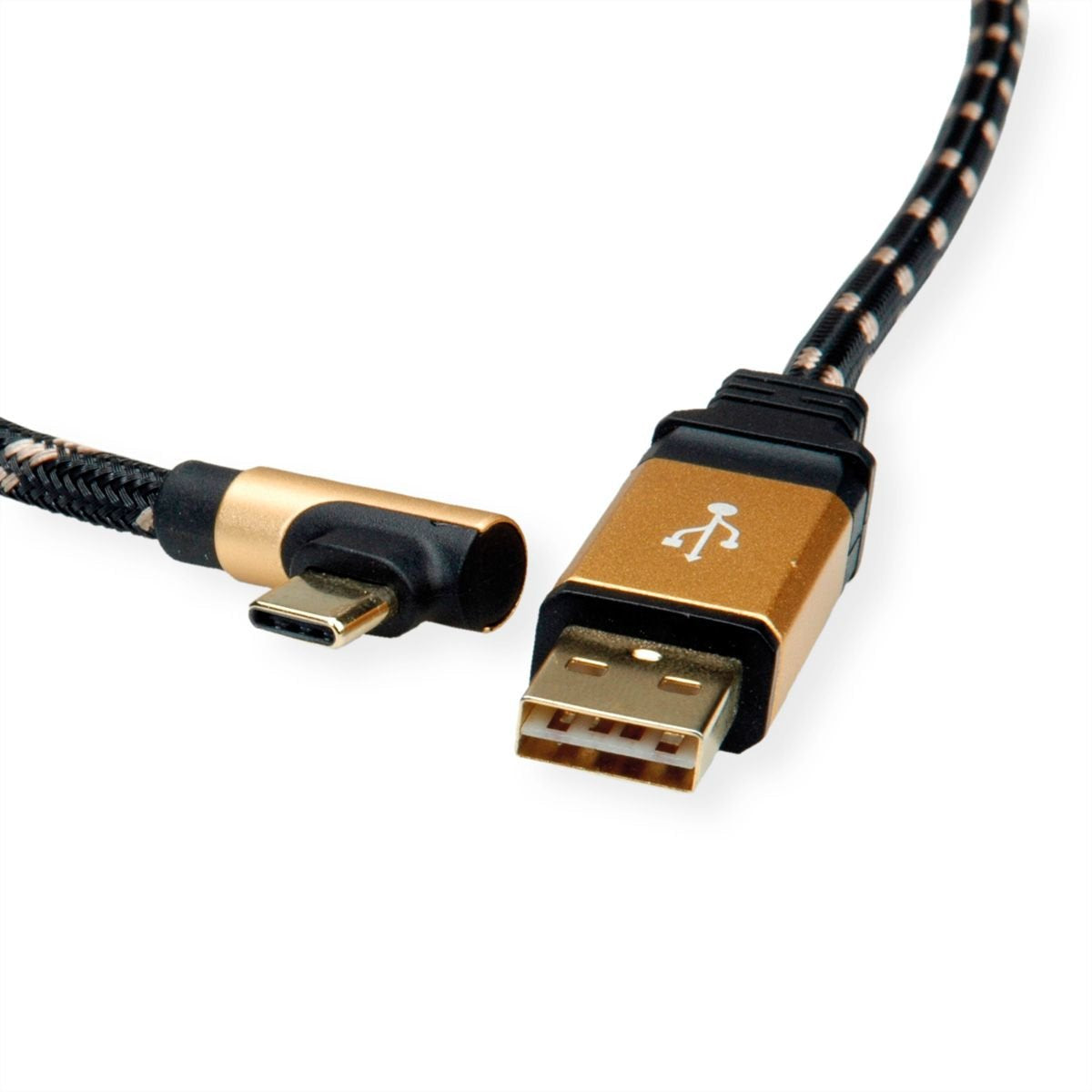 Roline Gold Usb 2.0 Cable, Usb A St Reversibel - Usb C St Gewinkelt, 3 M