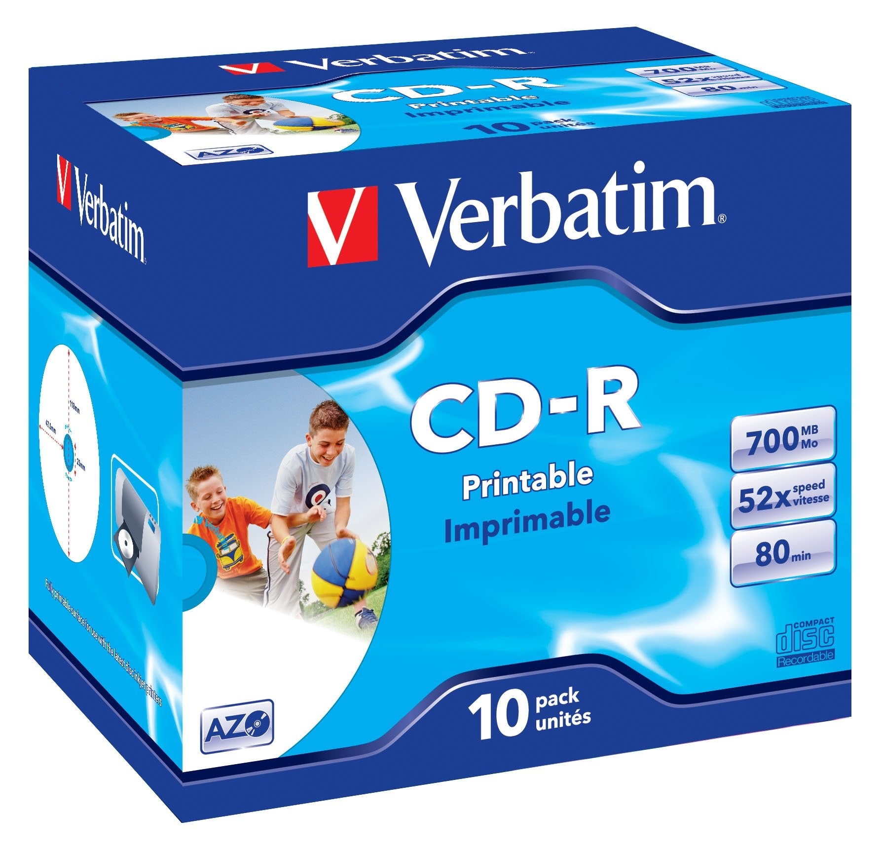 Verbatim Cd-Rom Imprimibles Superazo Wide Print Surface Id 52x 700mb 10 Unidades