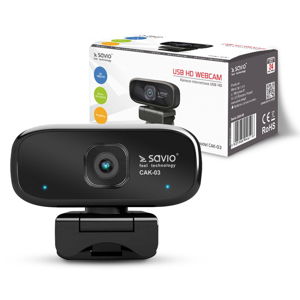 EAN 5901986046516 - Savio CAK-03 - Webcam - farve - 1280 x 720 - audio - USB - AVI cámara web 2000000 MP 0 x 0 Pixeles USB 2. imagen 9