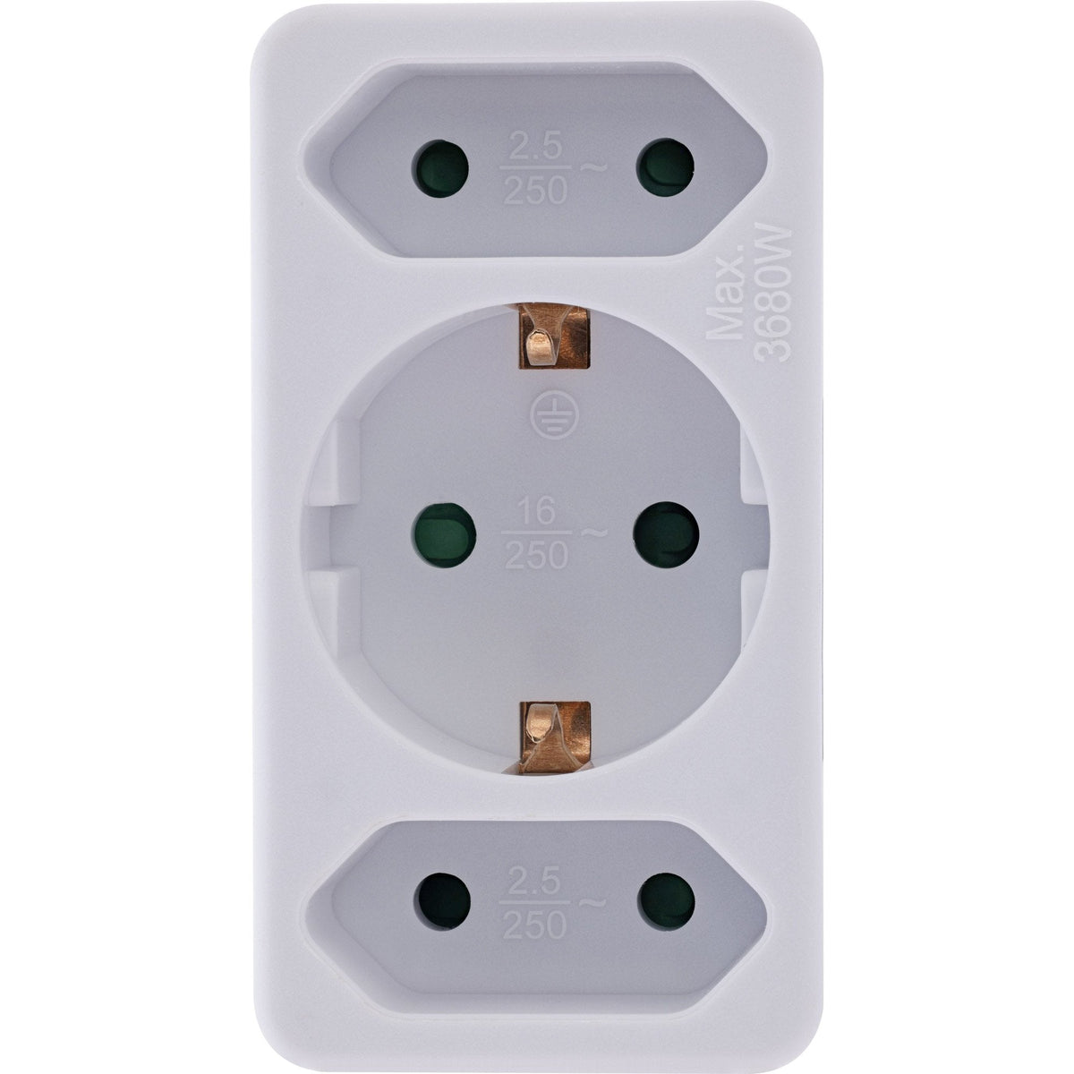 Inline® Power Adapter, Ec Plug A 2x Euro Socket+1x Ec Socket, White