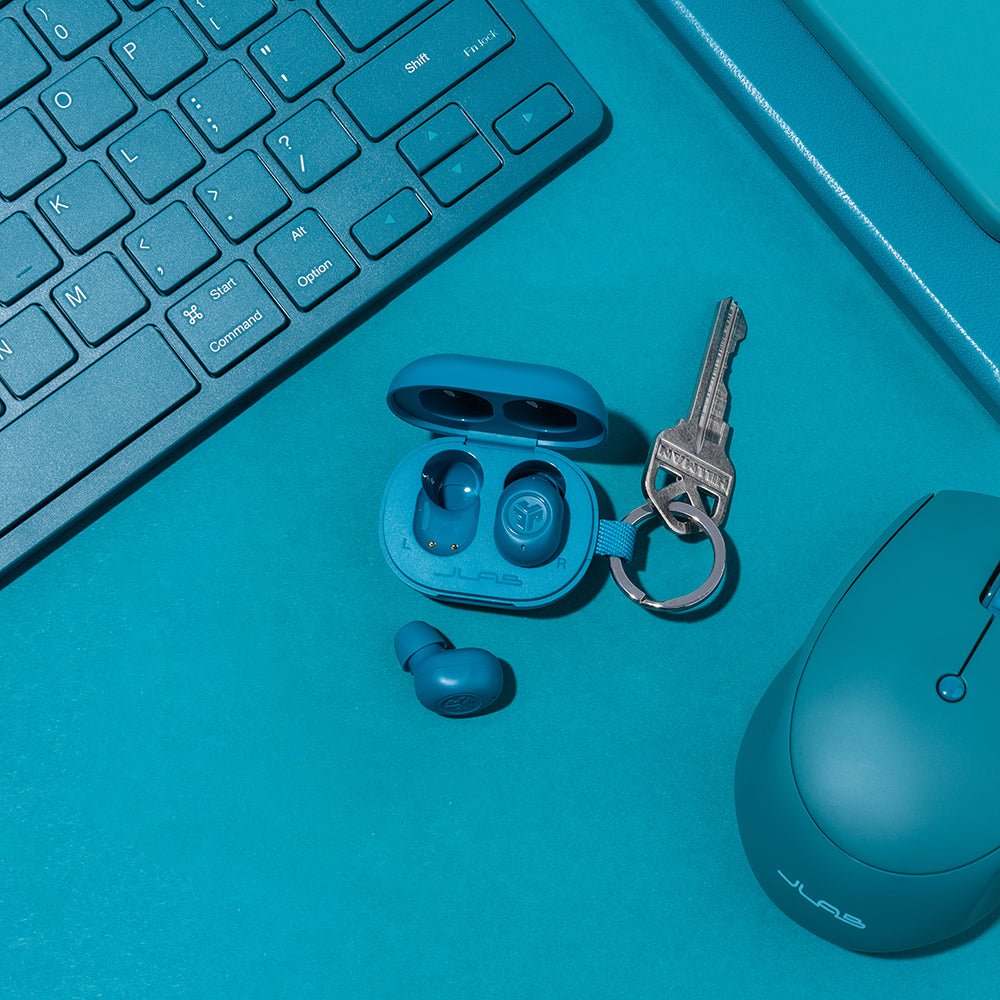 Mini Auriculares Jlab Jbuds  Inalámbrico Bluetooth Color Aguamarina