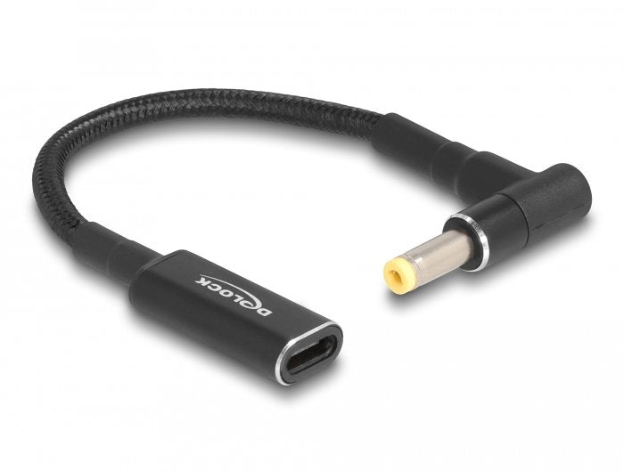 Delock 60033 Cable De Carga Portátil Usb Type-C Hembra A Hp 4,8 X 1,7 Mm Macho En Ángulo De 90° 15 Cm