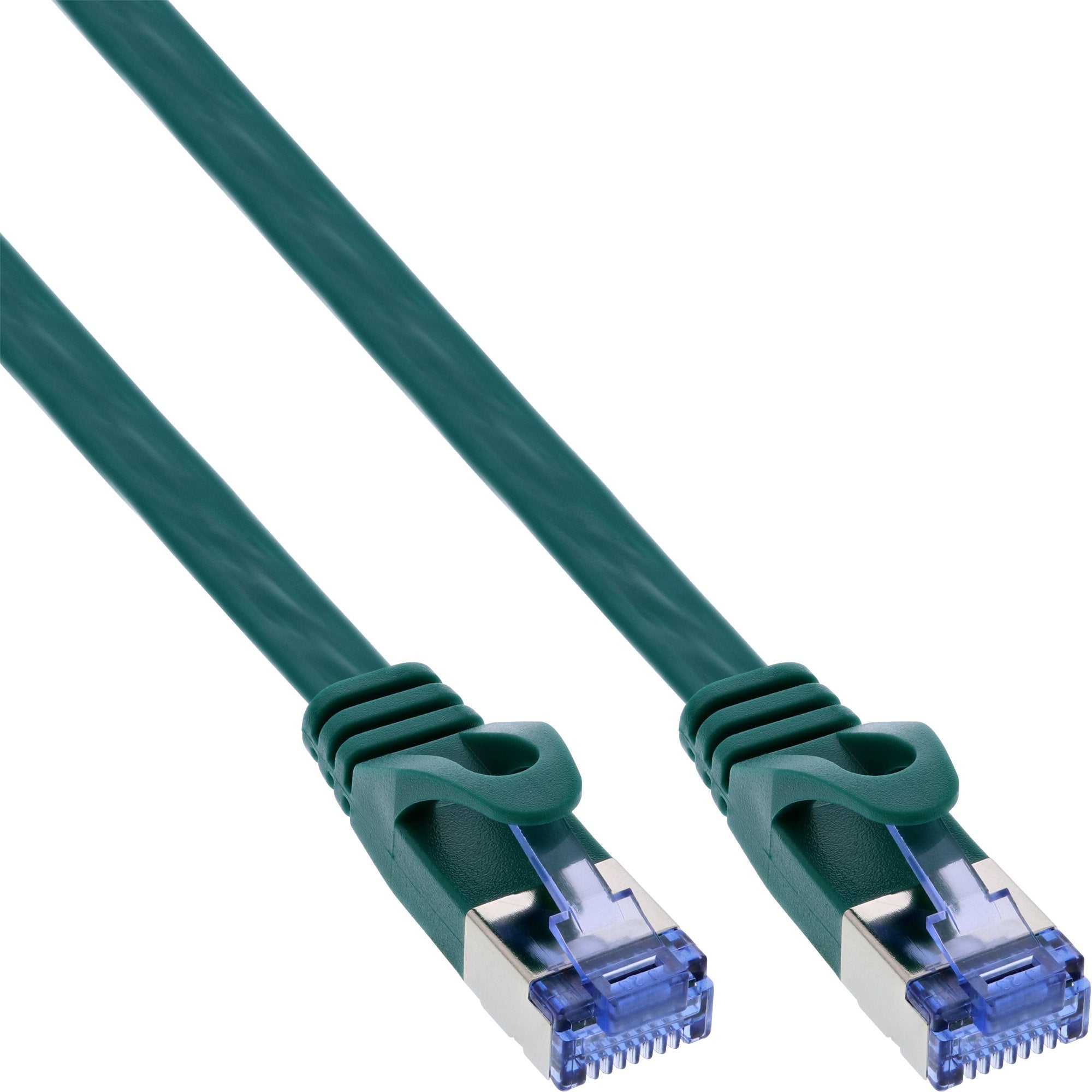 Cable De Red  Plano Inline, U/Ftp, Cat.6a, Verde, 0,5 M