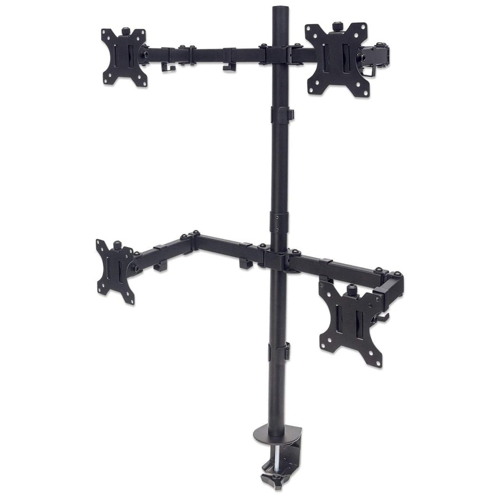 Manhattan Soporte Para Cuatro Monitores, Brazos De Doble Articulación 13" A 32", Hasta 8 Kg
