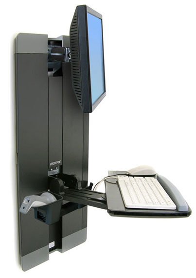 Ergotron Kit De Fijación (Montaje En Pared, Tastaturarm, Handgelenkkissen, Maushalterung, Vertical Verstellschiene) - Para Lcd-Display / Equipo De Pc - Patientenzimmer - Acero - Negro -