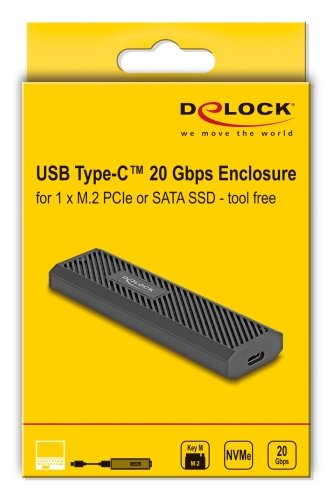 Delock Ext. Usb Tipo-C 20 Gbps Combo Gehäuse F. M.2 Nvme Pcie Oder Sata Ssd