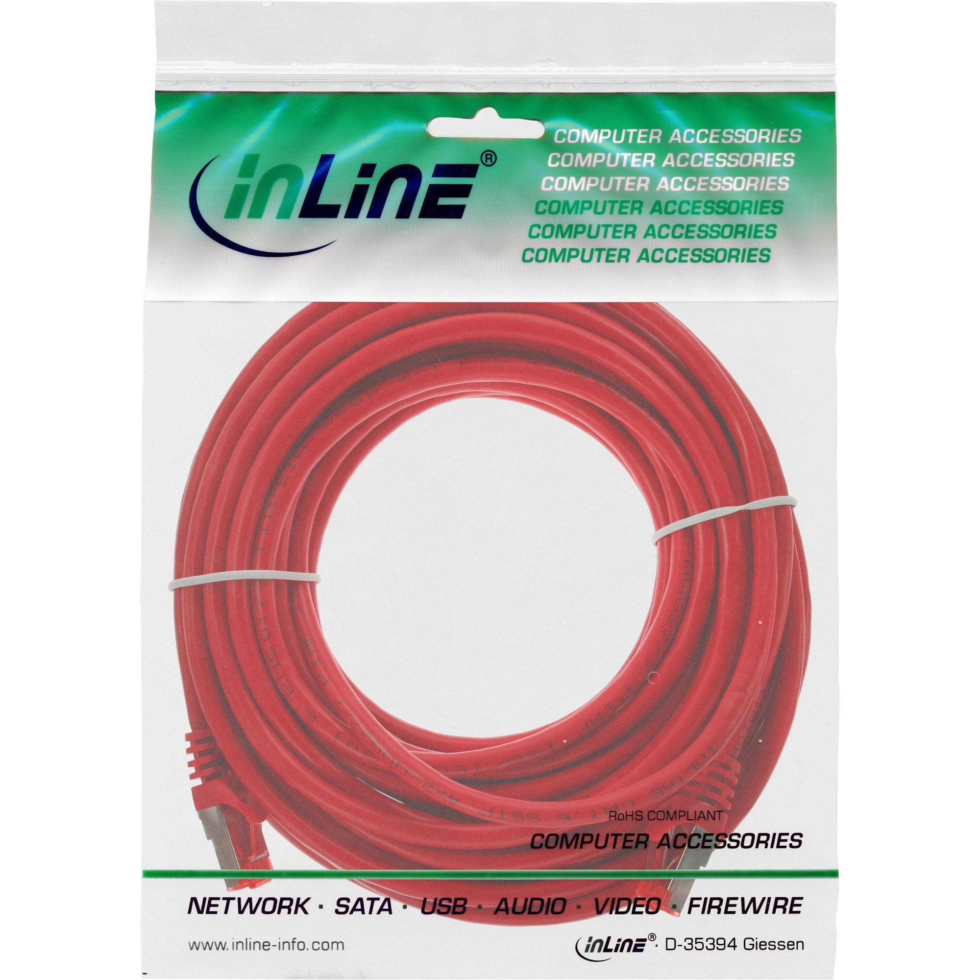 Cable De Red Inline S/Ftp Pimf Cat.6 250mhz Pvc Cobre Rojo 30m