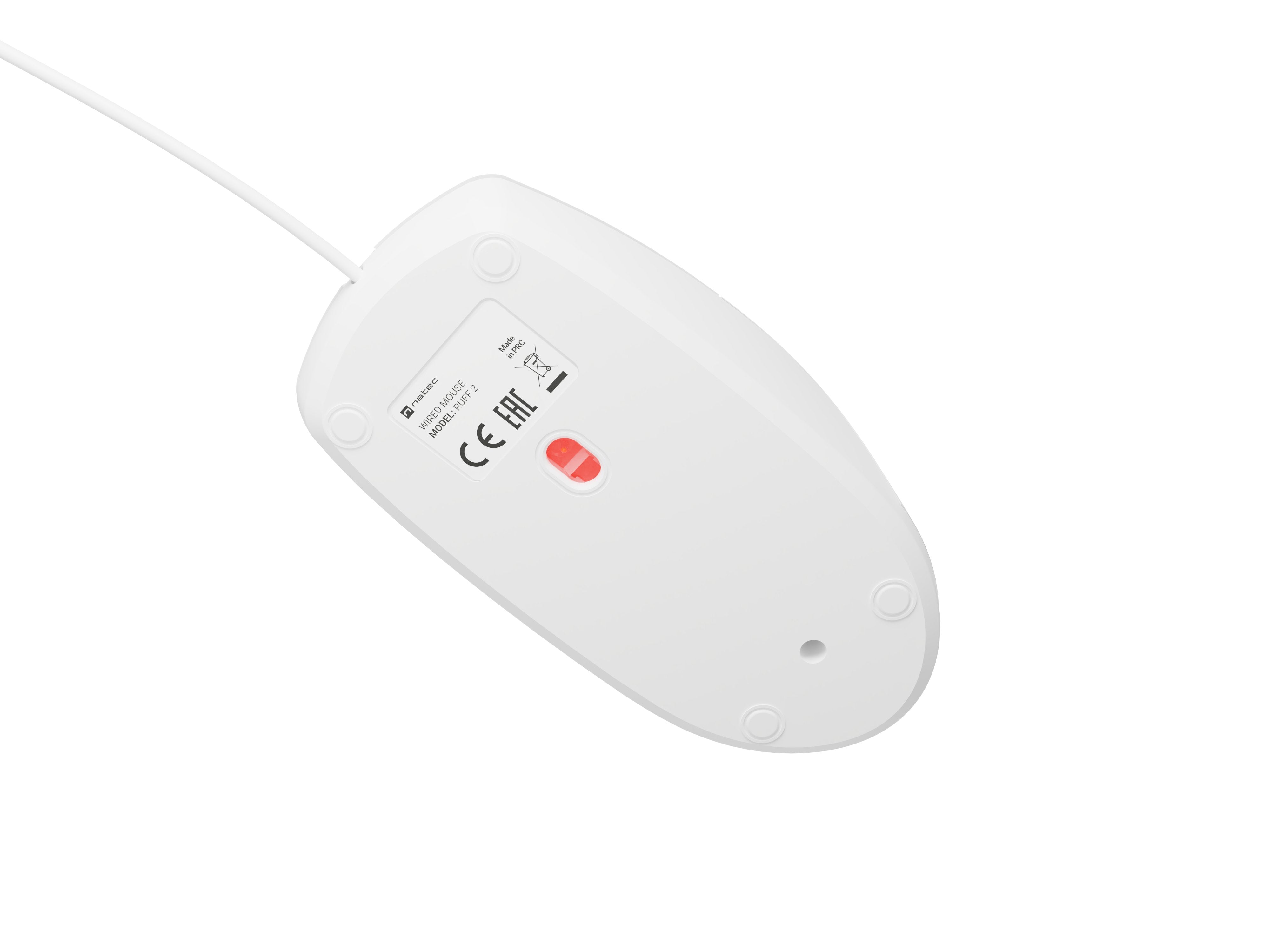 Raton Natec Ruff 2 1000dpi Optico Blanco