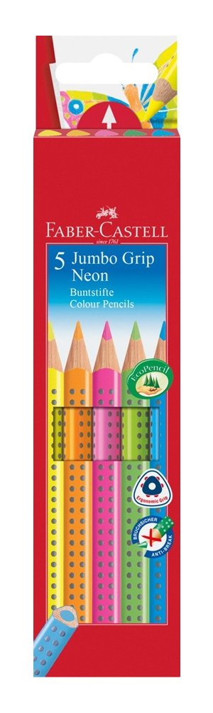 Faber Castell Lápices De Colores Jumbo Grip Estuche De 5 C/Surtidos Neón