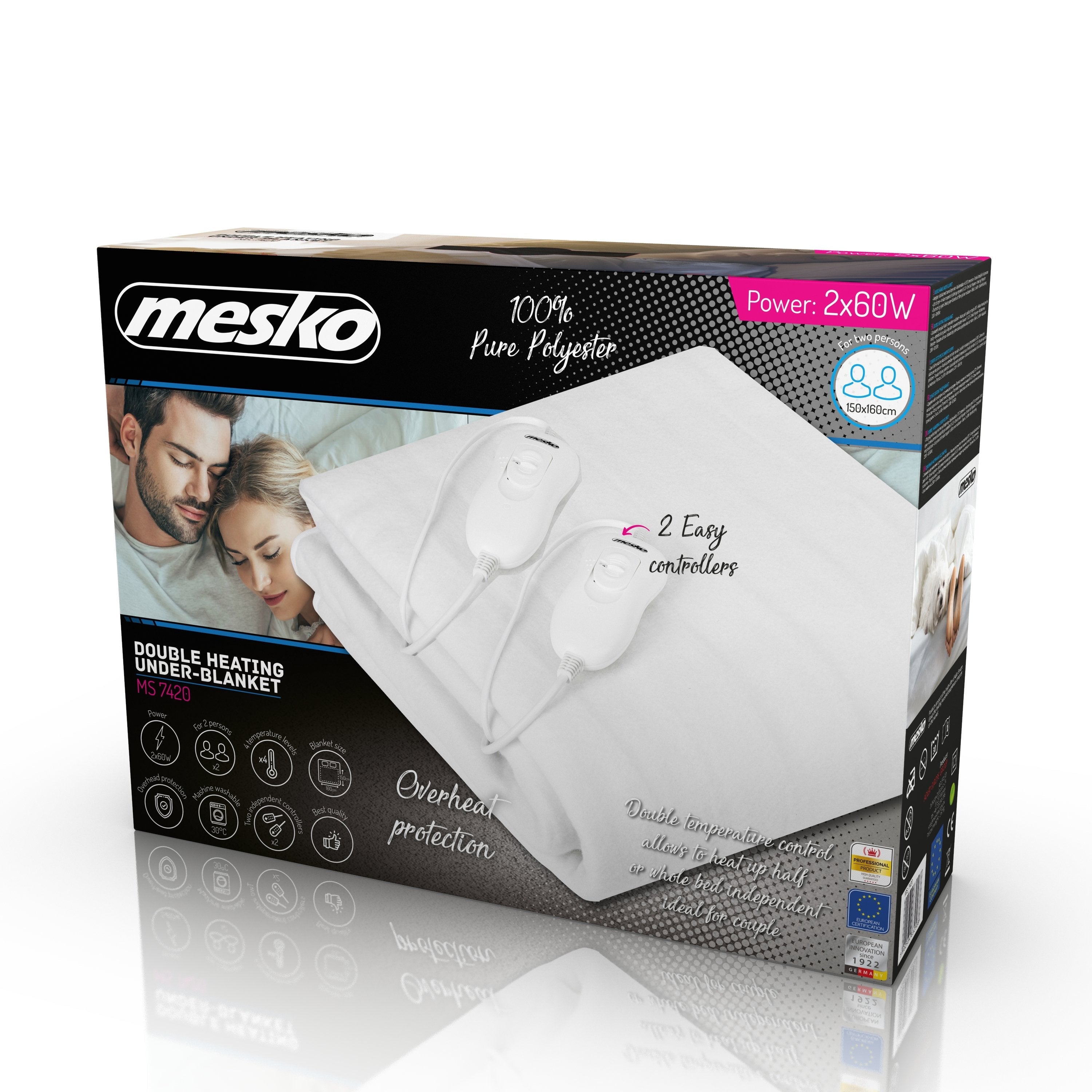 Mesko Home Ms 7420 Manta Eléctrica Y Almohadilla 120 W Blanco Poliéster