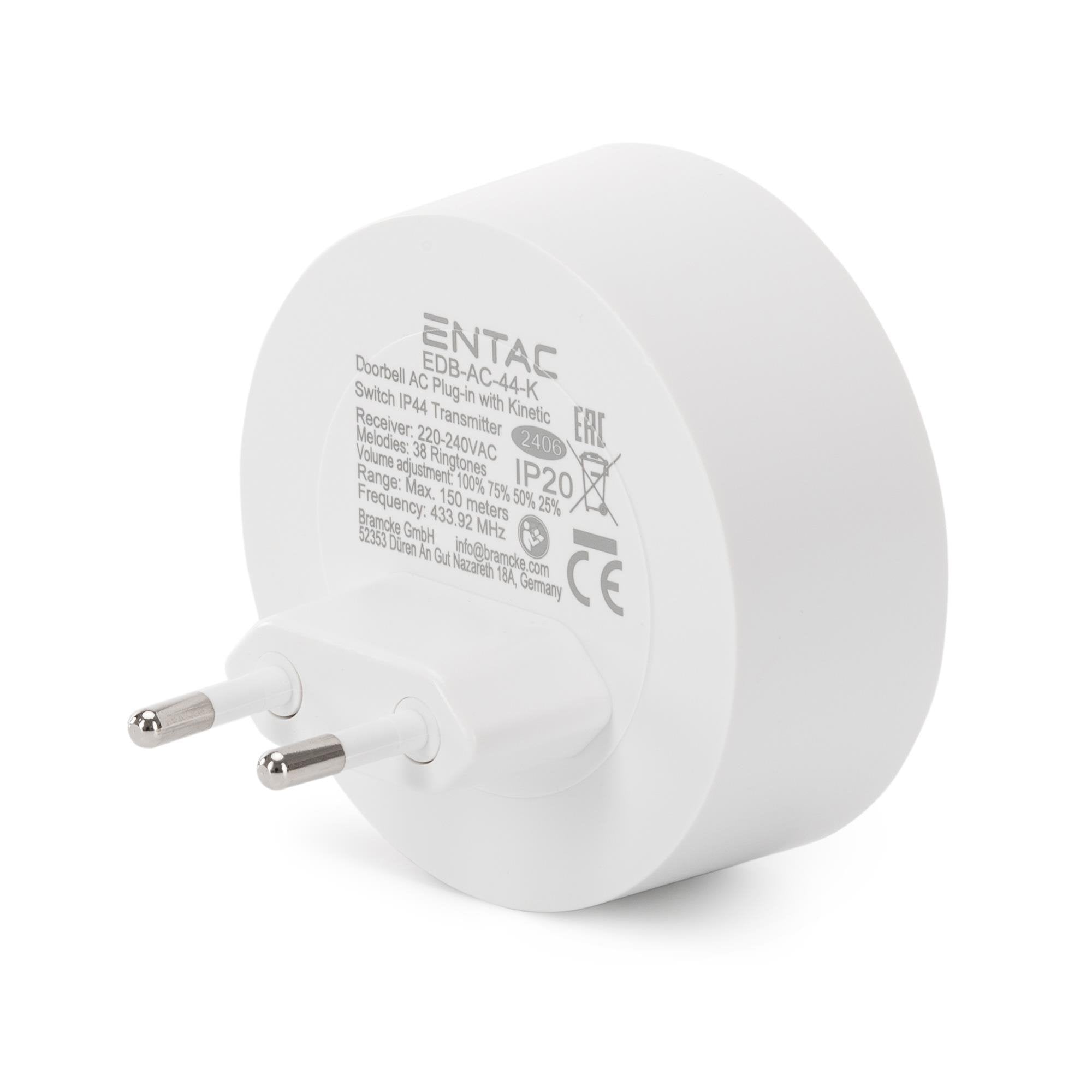 Entac Türklingel Ac Plug-In Kinetisch Schalter Ip44 Sender