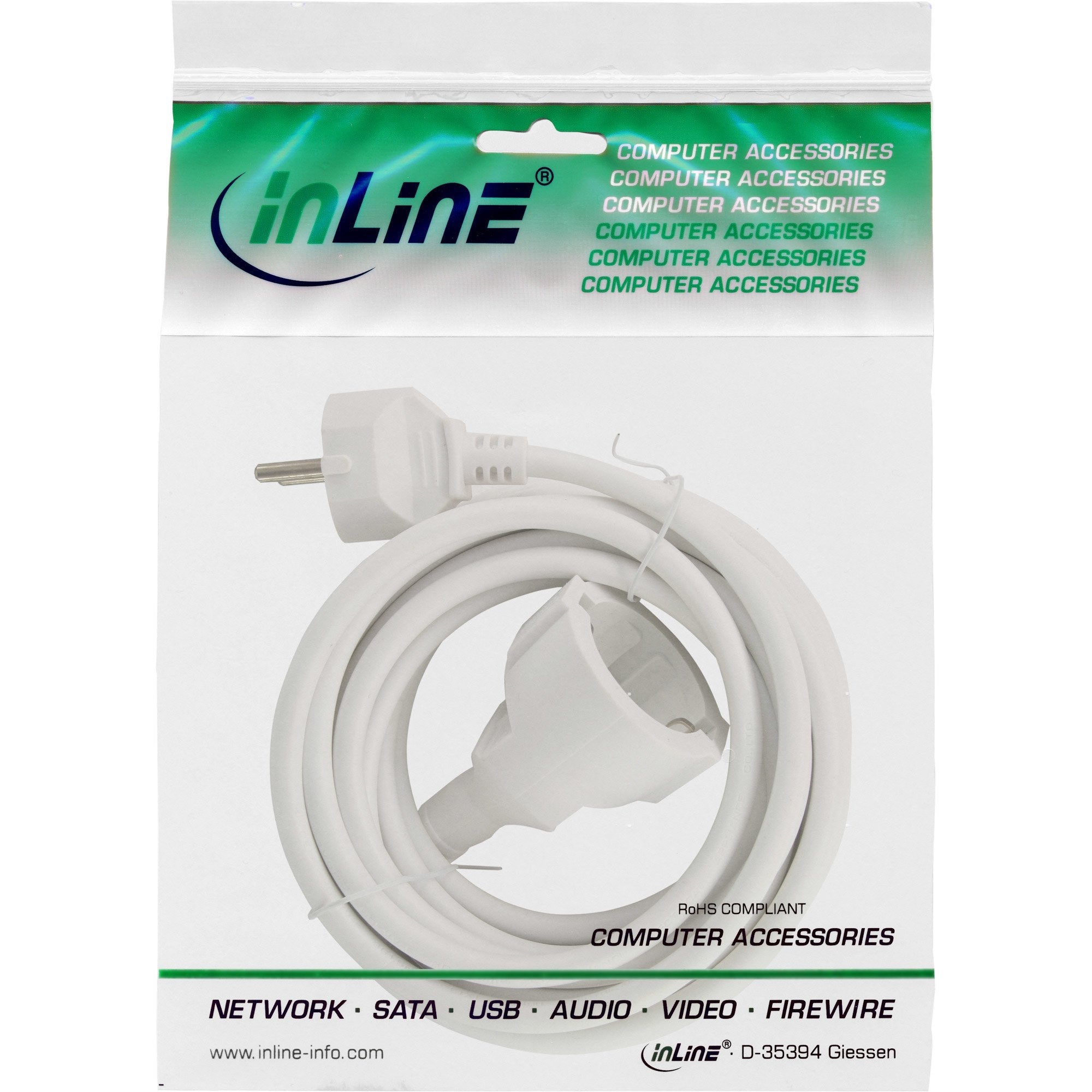 Cable De Extensión De Alimentación Inline Tipo F Blanco 3m