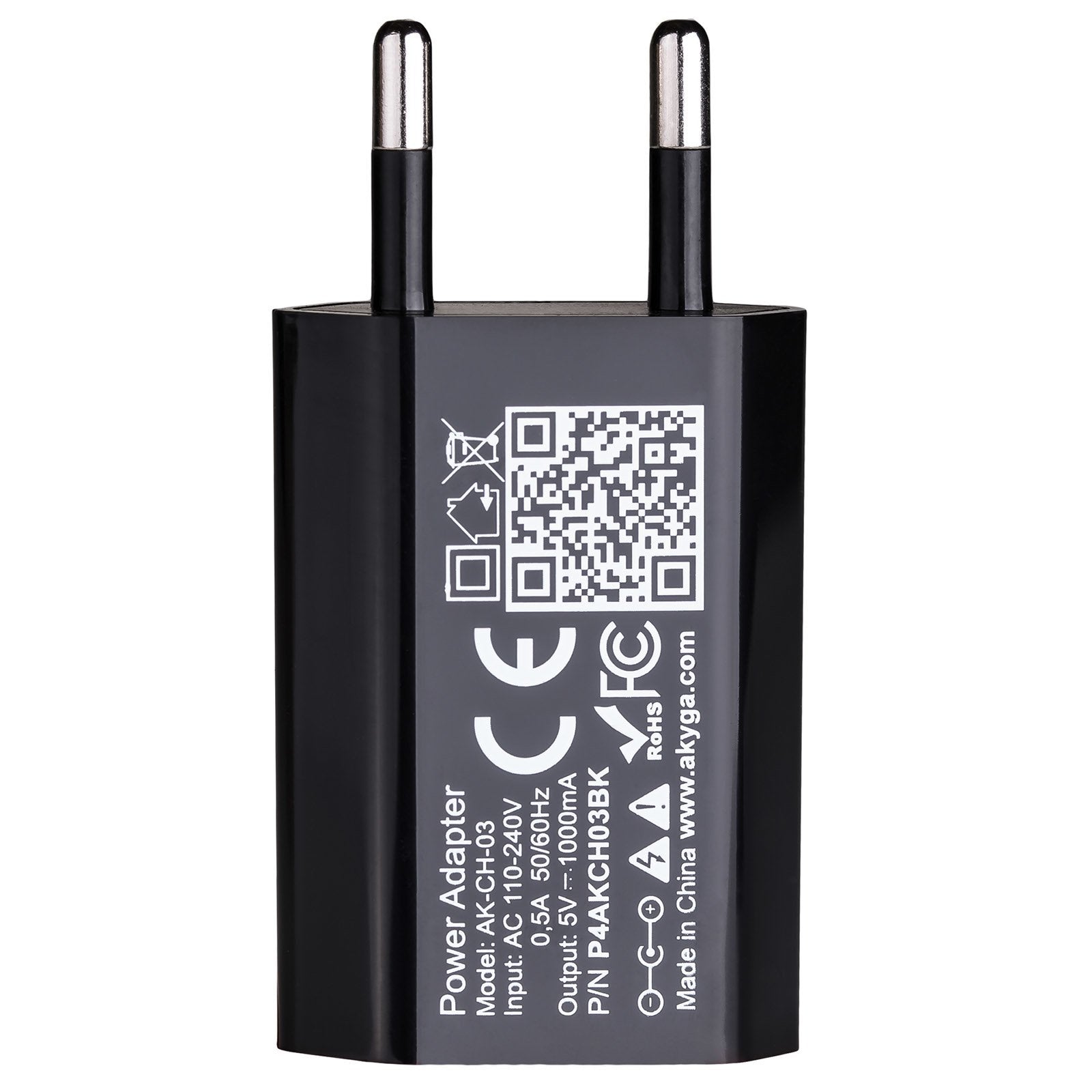 Cargador Usb Akyga Ak-Ch-03bk 240v 1000ma 1xusb Negro