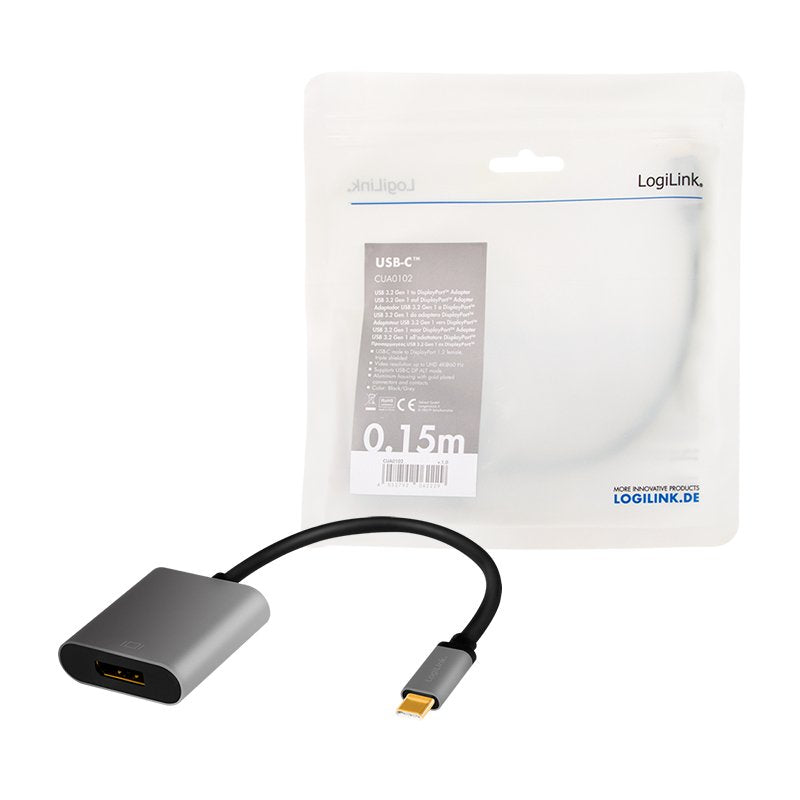 Usb-C To Dp/F Adapter,   4k/60hz, Alu, 0.15m