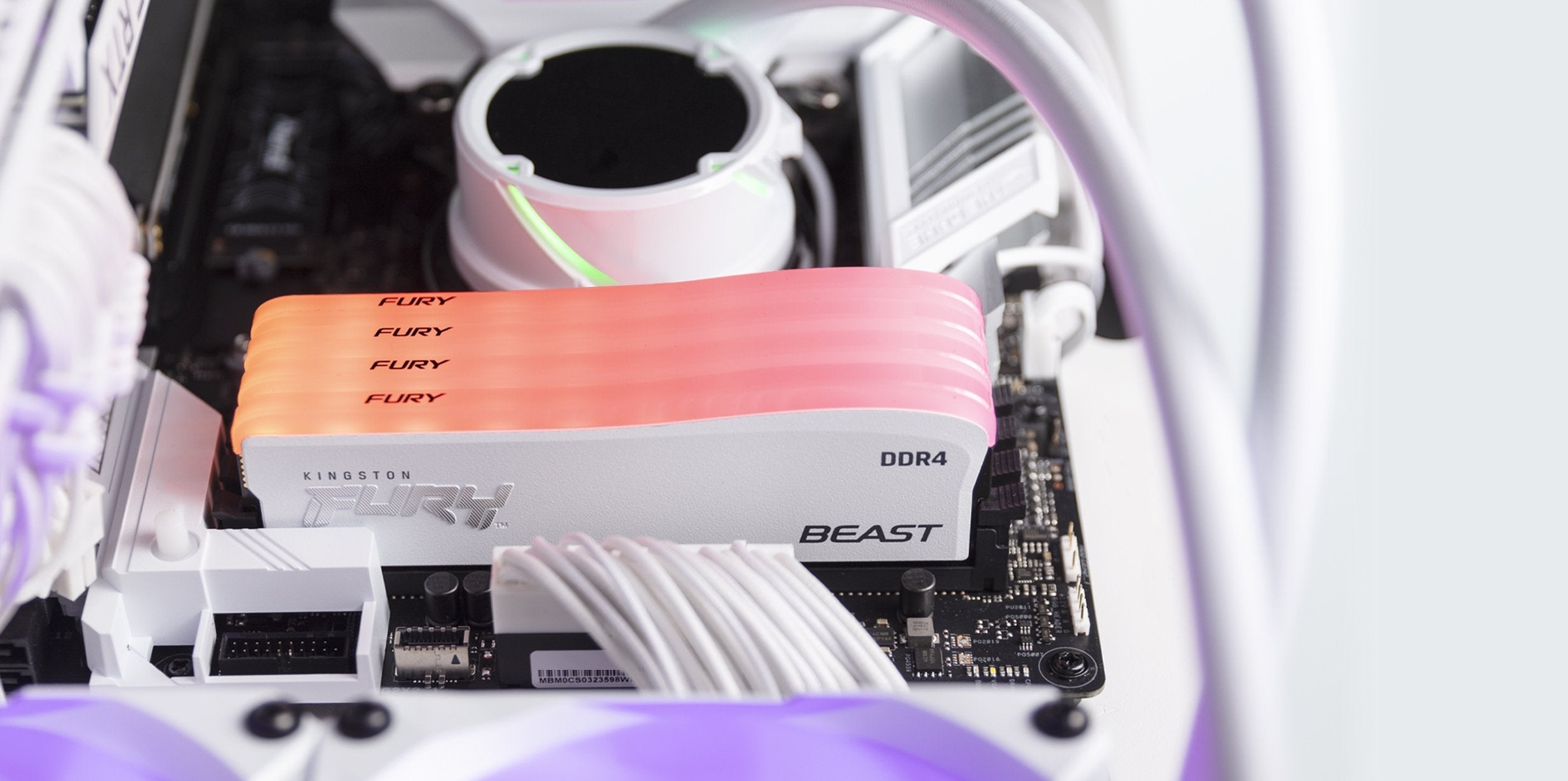 Memoria Kingston Fury Beast Rgb Blanco 8gb 1x8gb 3600mhz Ddr4 Cl17 Kf436c17bwa/8