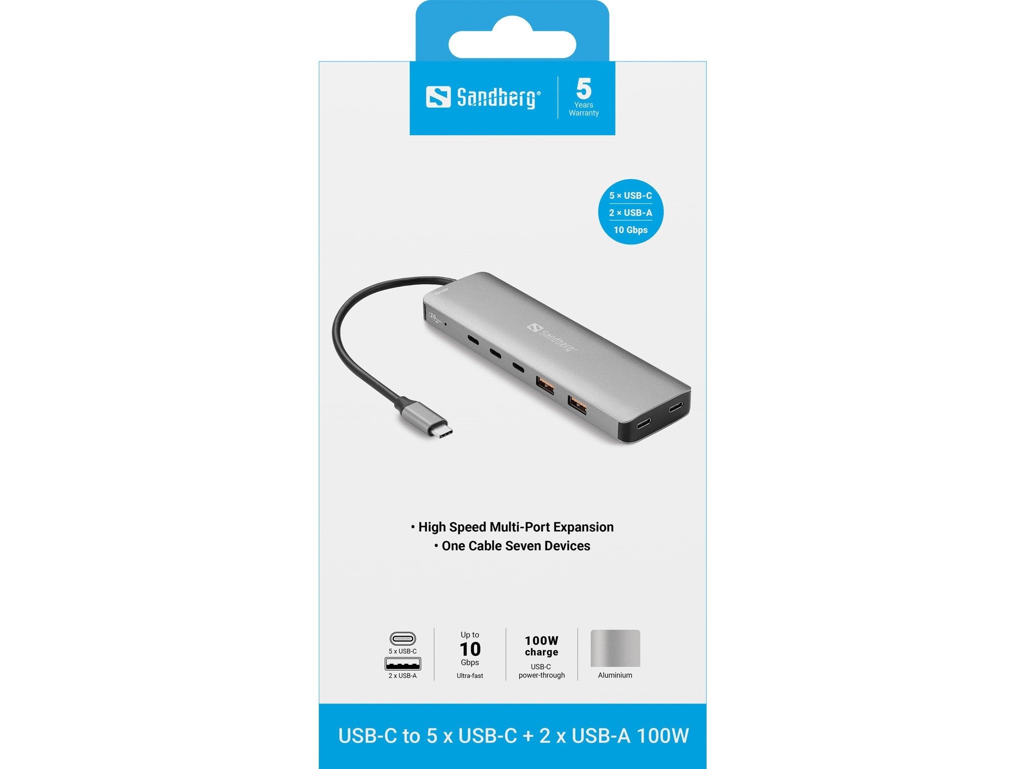 Usb-C To 5 X Usb-C + 2 X  Usb-A 100w