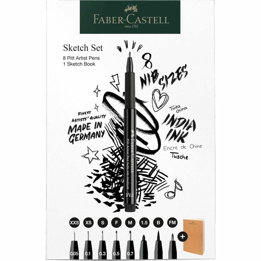 Set De Dibujo Faber-Castell De 9 Piezas Con Cuaderno De Bocetos