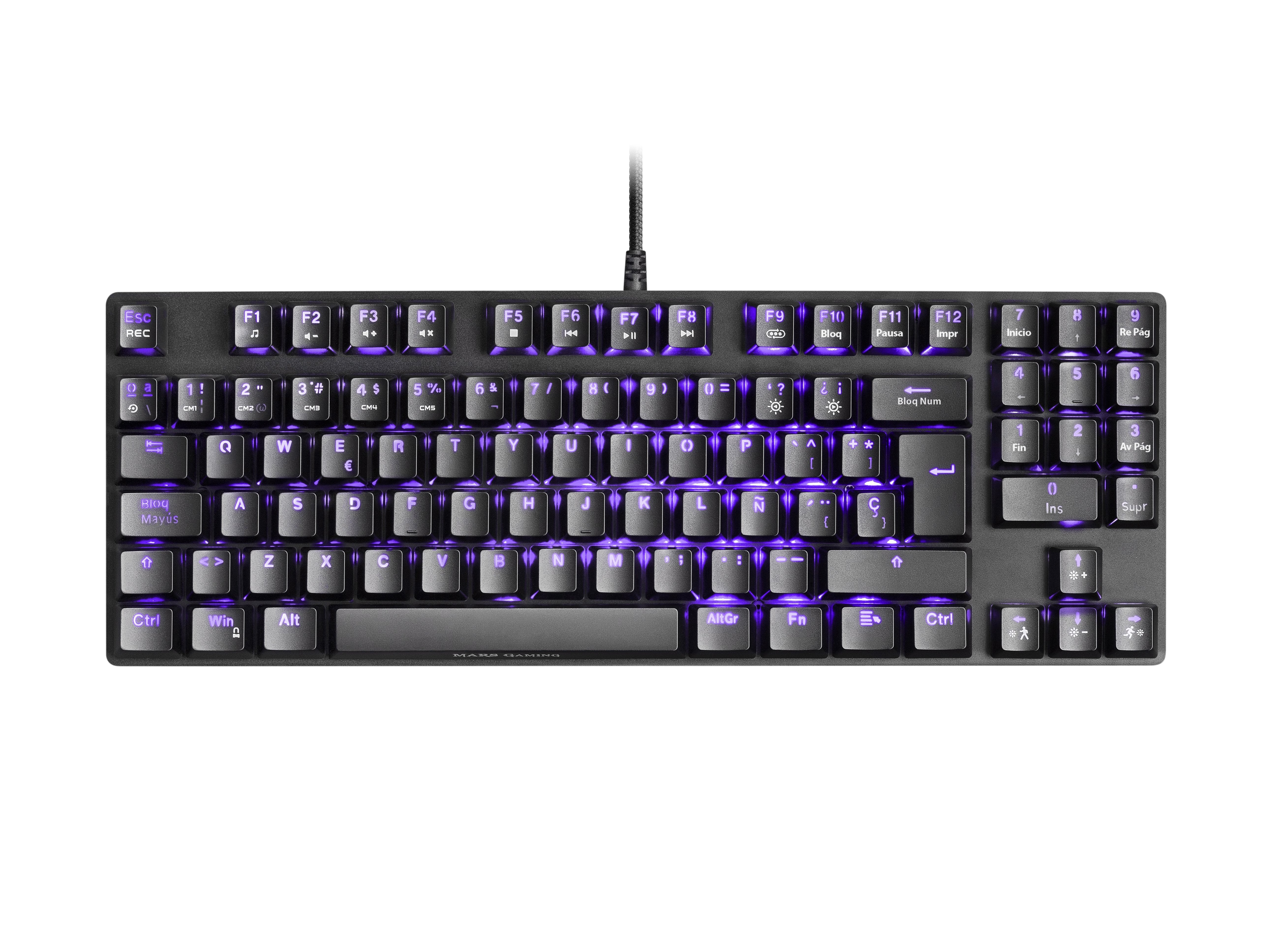 Teclado Español Mars Gaming Mkrevoprobes Negro, Gaming Rgb Mecánico, Tkl+ Num, Switch Azul