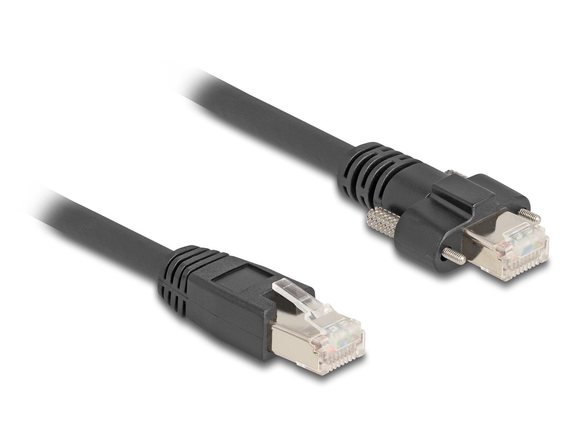 Delock 80477 Cable Rj45 Macho A Rj45 Macho Con Tornillos 20 Mm Para Gige Camera Cat.6a S/Ftp 1 M Negro