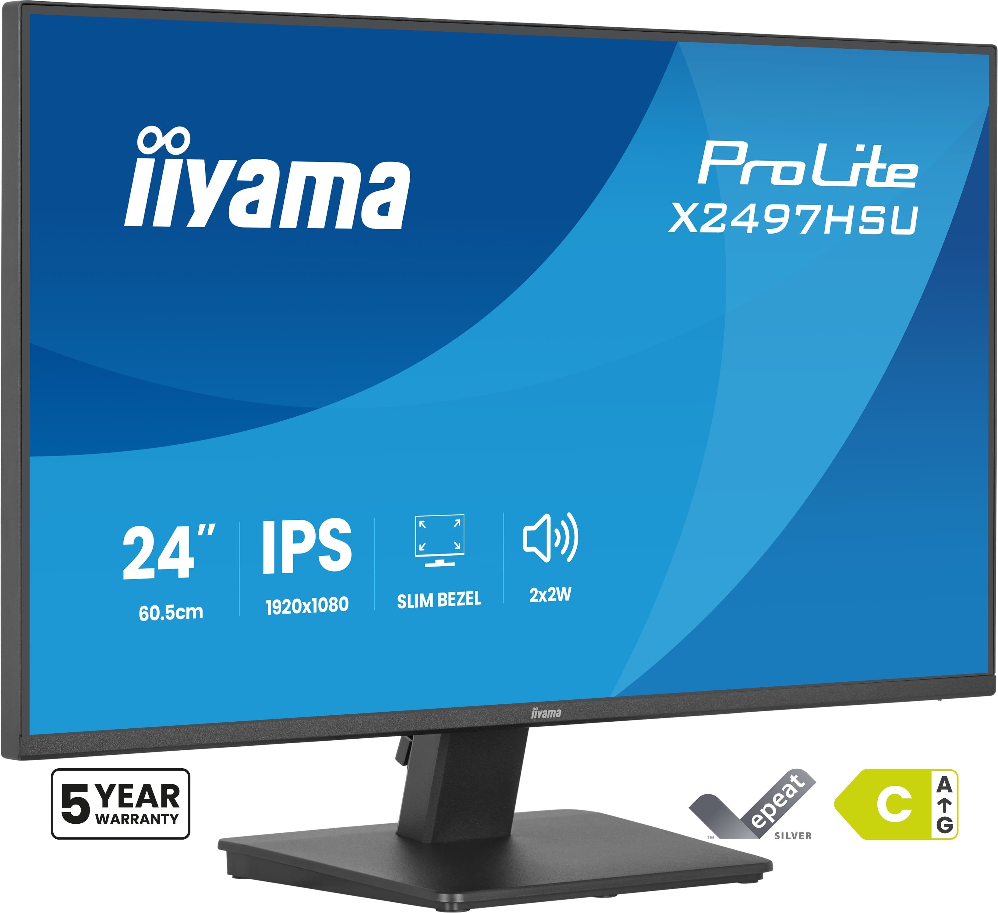 Iiyama Prolite X2497hsu-B1 (60.5 Cm (23.8 Zoll), Negro (Matt), Fullhd, Ips, Hdmi, Dp, Usb-Hub, Lautsprecher, 120hz Panel) X2497hsu-B1