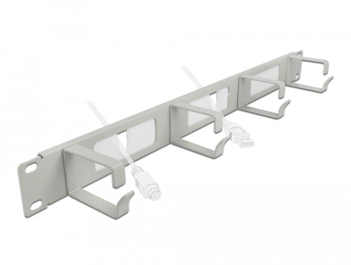 Delock Tira De Cepillo Para Administración De Cables De 19" Con 4 Ganchos 1u Gris