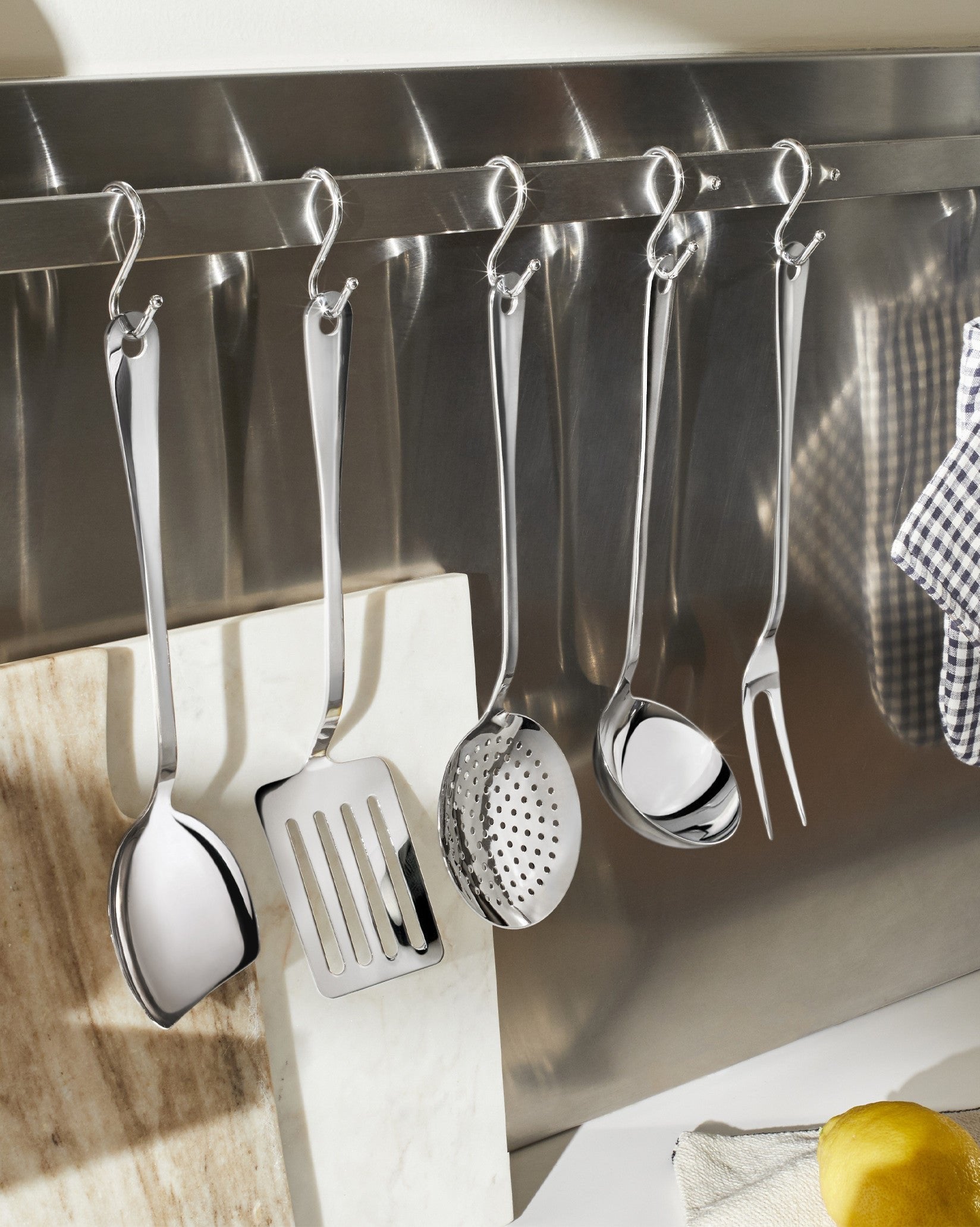 Alessi Ajm19s5 L Ajm19s5 L Juego De Cubiertos De Cocina De Diseño, Acero Inoxidable, 5 Piezas