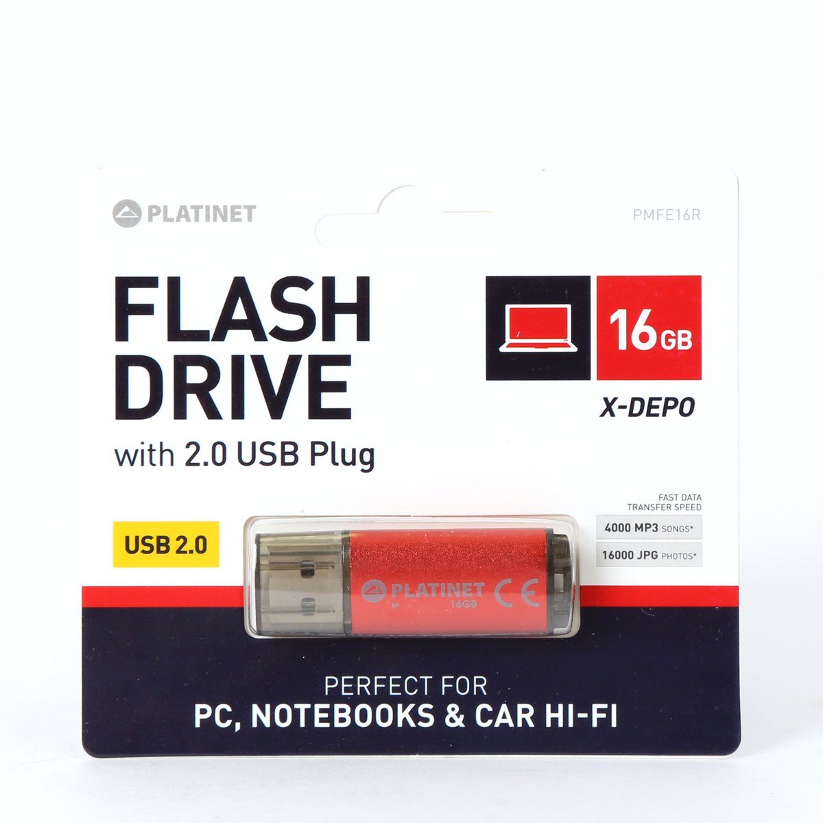 Platinet Pendrive Usb 2.0 X-Depo 16gb Pmfe16 Rojo
