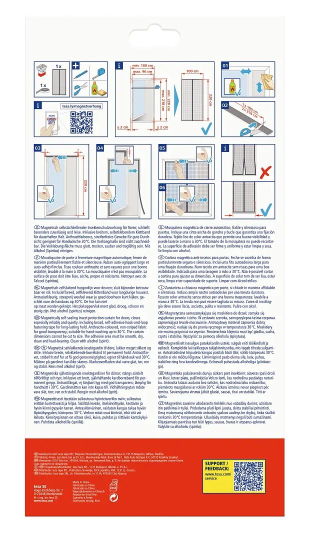Tesa Fliegengitter Magnetvorhang 1,0x2,20m Anthracite 55394