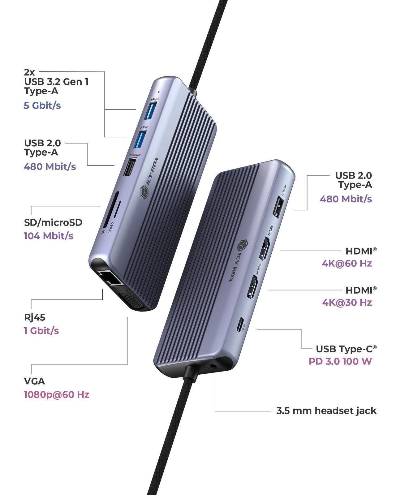 EAN 4250078175247 - ICY BOX IB-DK4062-CPD Alámbrico USB 3.2 Gen 1 (3.1 Gen 1) Type-C Antracita imagen 2