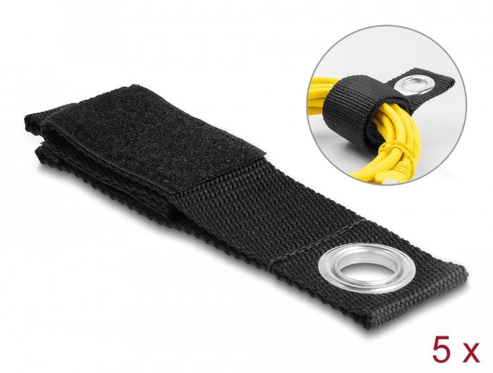 Strapazierfähiger Klettgurt Mit Befestigungsöse L 260 X B 38 Mm Schwarz 5 Stück
