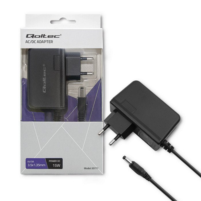 EAN 5901878507774 - Qoltec 50777 adaptador e inversor de corriente Interior 15 W Negro imagen 1