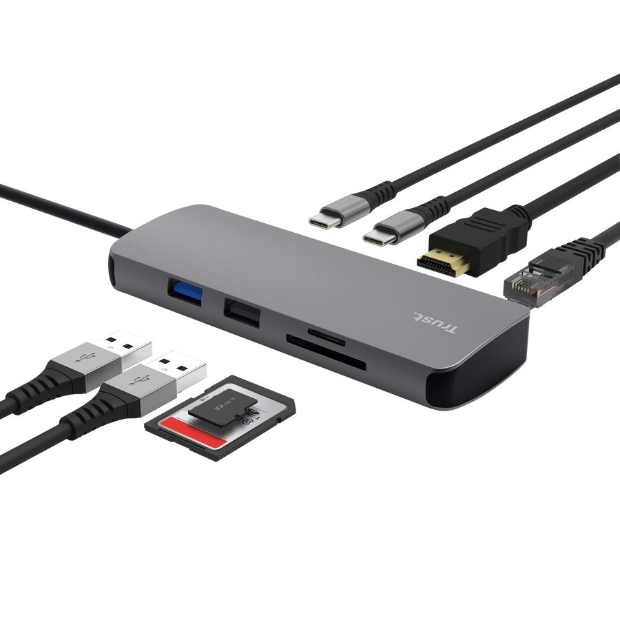 Trust 25672 Hub De Interfaz Usb Tipo C Gris