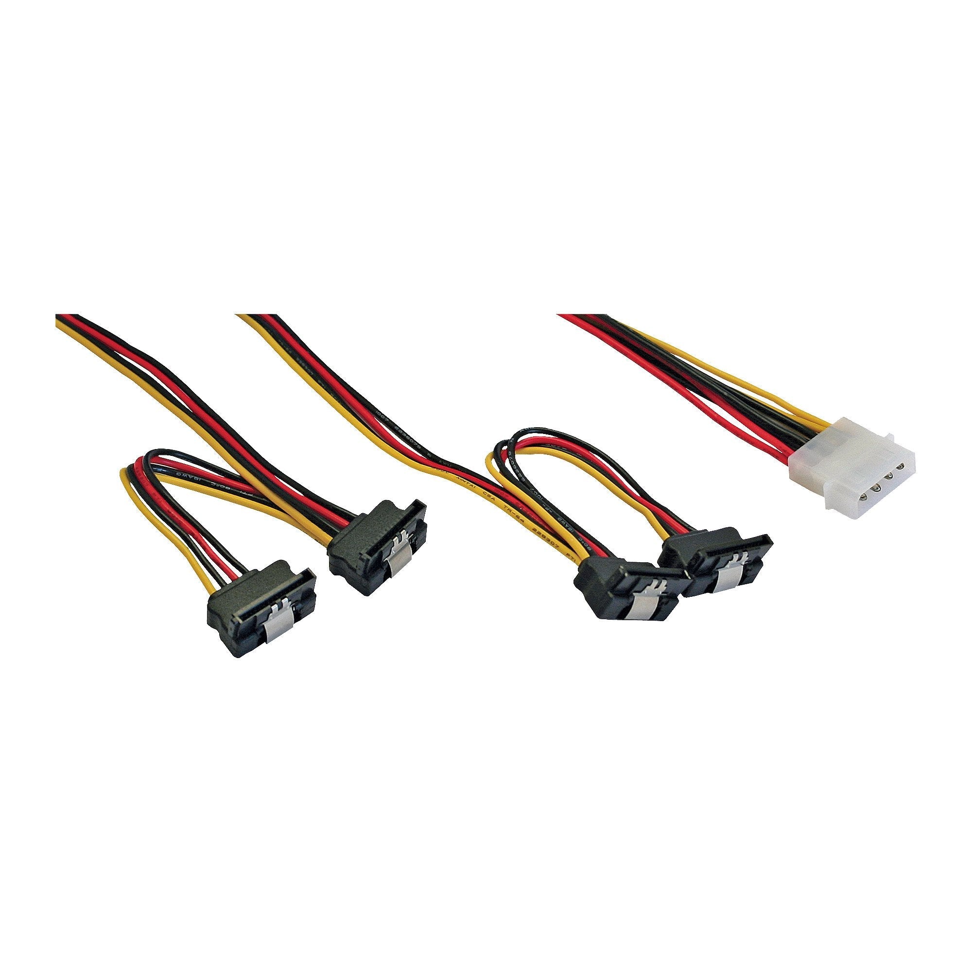 Cable En Y De Alimentación Interna Inline 1x Molex A 4x Sata En Ángulo Con Pestillos 40+55cm