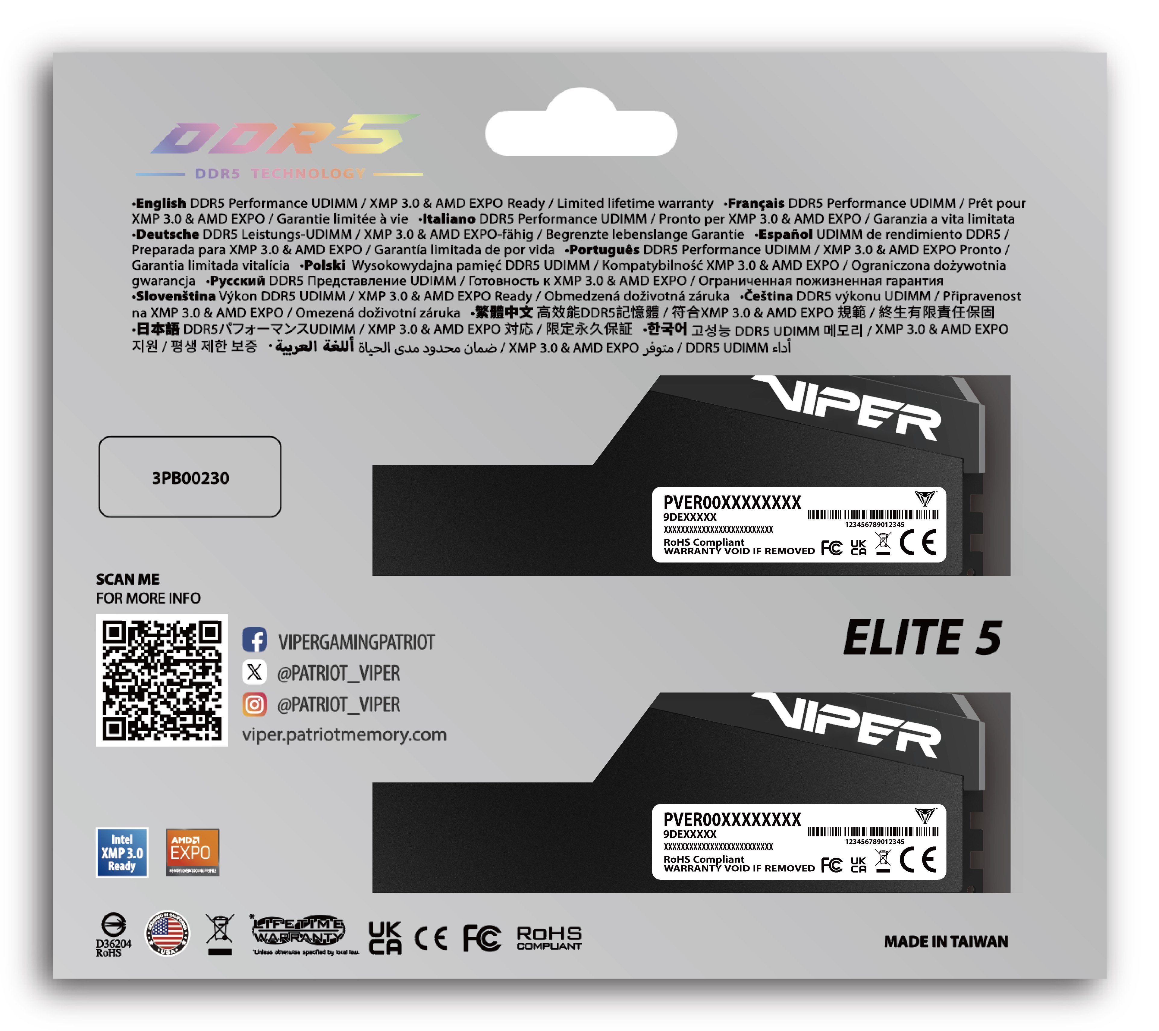 Patriot D532gb 6000-36 Viper Elite 5 K2 Pat (Veu532g6036k) Veu532g6036k