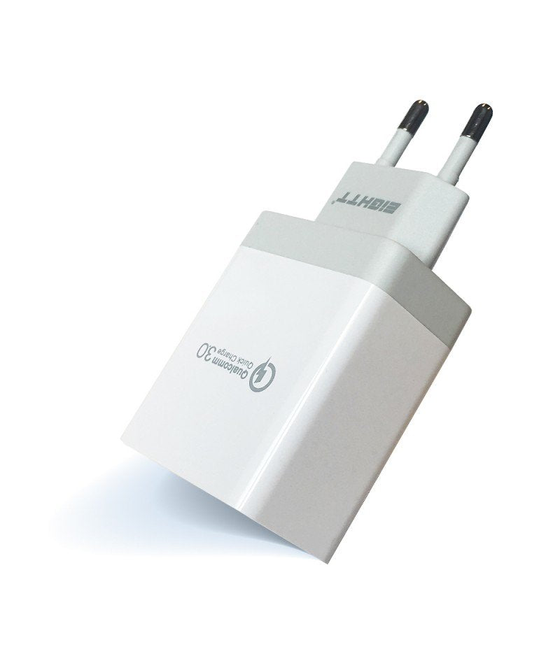 Eightt Cargador Usb Qualcoom 3.0 18w Para Smartphone Y Tablet 2 Puertos 5v 3a, 9v 2a, 12v 1,5a