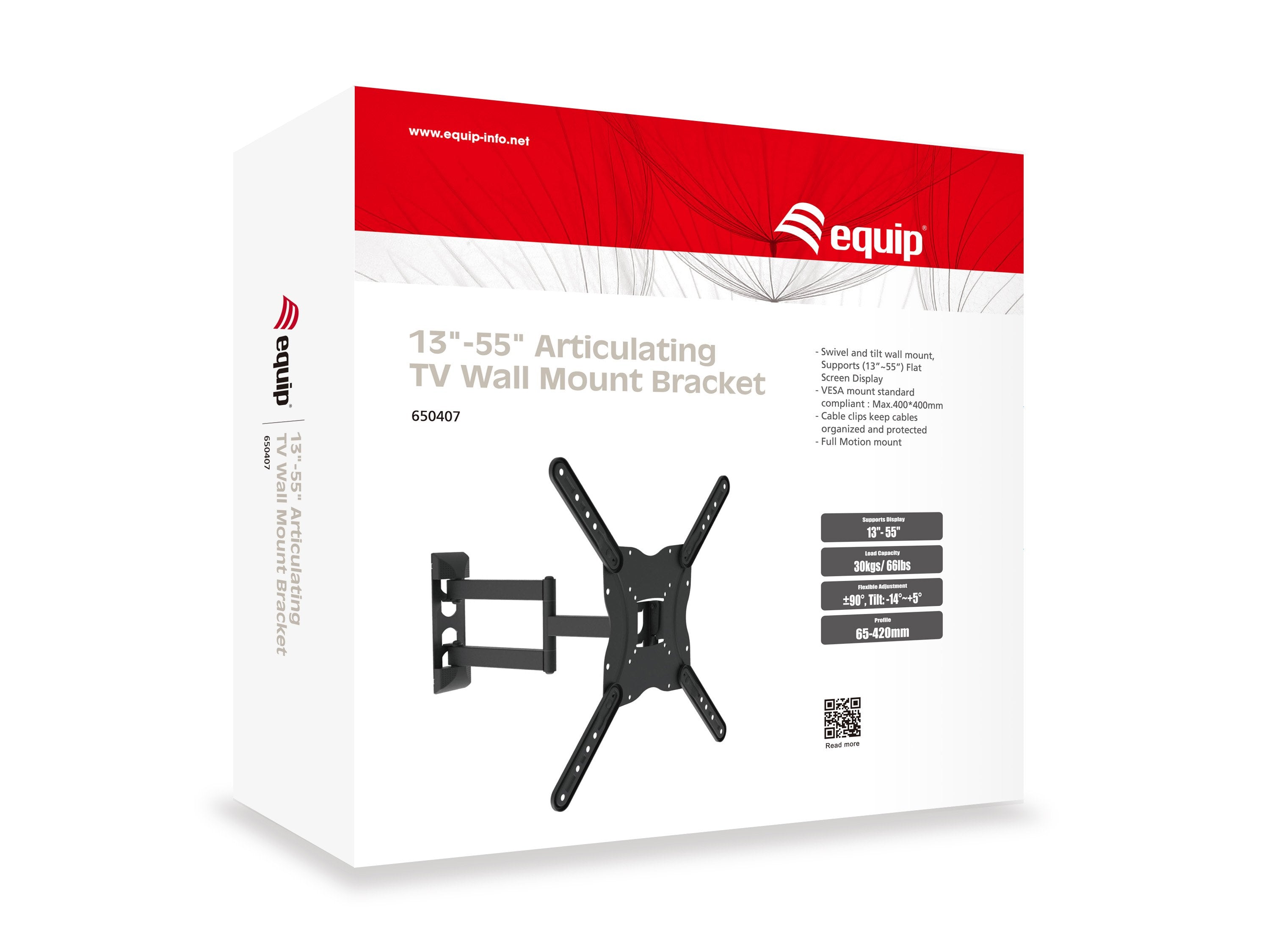 Equip Soporte Pantalla 13 - 55 Doble Brazo Inclinable Y Giratorio  Max. Vesa 400x400 Hasta 30kgs  650407