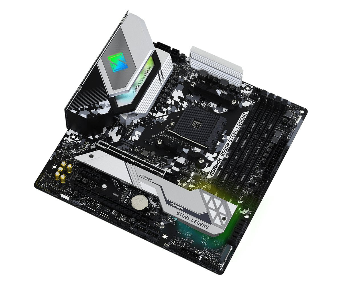 Placa Base Asrock B550m Steel Legend, Amd, Zócalo Am4, Amd Ryzen, Ddr4-Sdram, Dimm, 2133,2400,2667,2933,3200,3466,3600,3733,3800,3866,4000,4133,4200,4266,4333,4400,4466,4533 Mhz