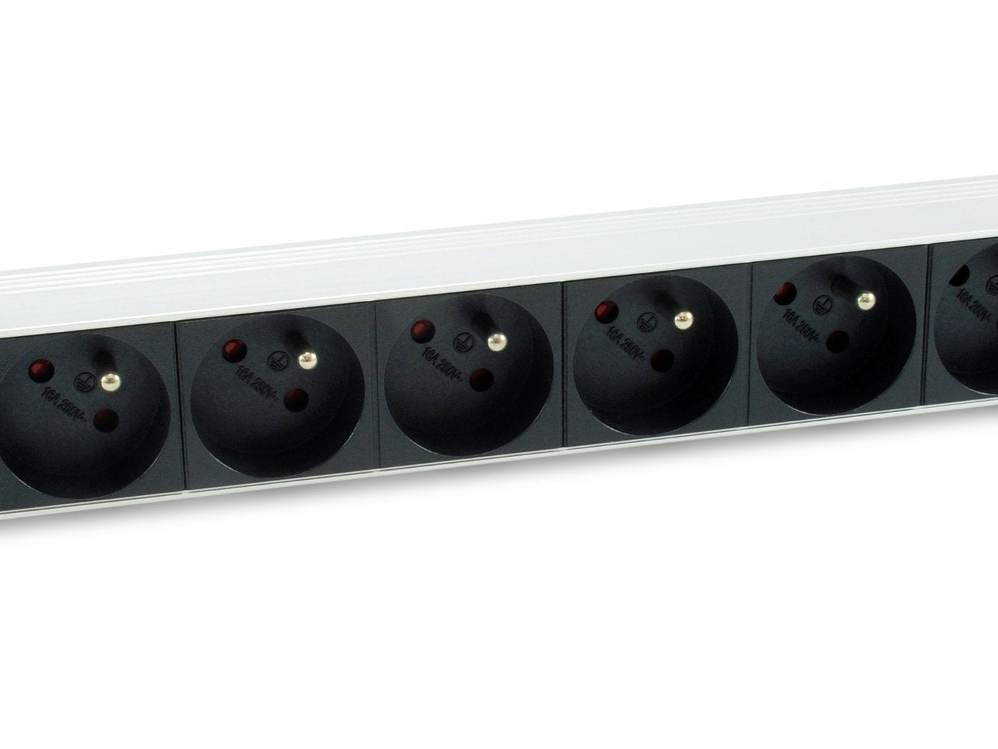 Regleta Alimentacion Aluminio Rack 19 1u 8 Tomas Tipo Shucko Euro Cable 1.8m