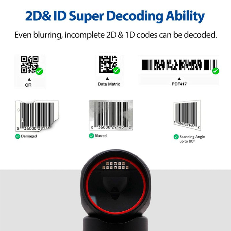 Avpos Avp-M680-2d Lector De Codigos De Sobremesa - Escaneo Automatico - Lectura De Codigos 1d, 2d Y Qr - Usb Y Serie -