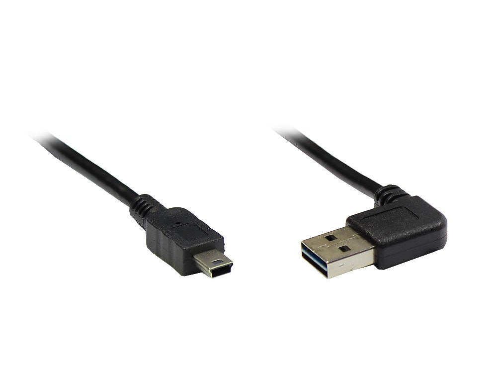 Goodconnections Anschlusscable Usb 2.0 Easy Stecker A An Mini B Stecker, Gewinkelt, Schwarz, 2m,