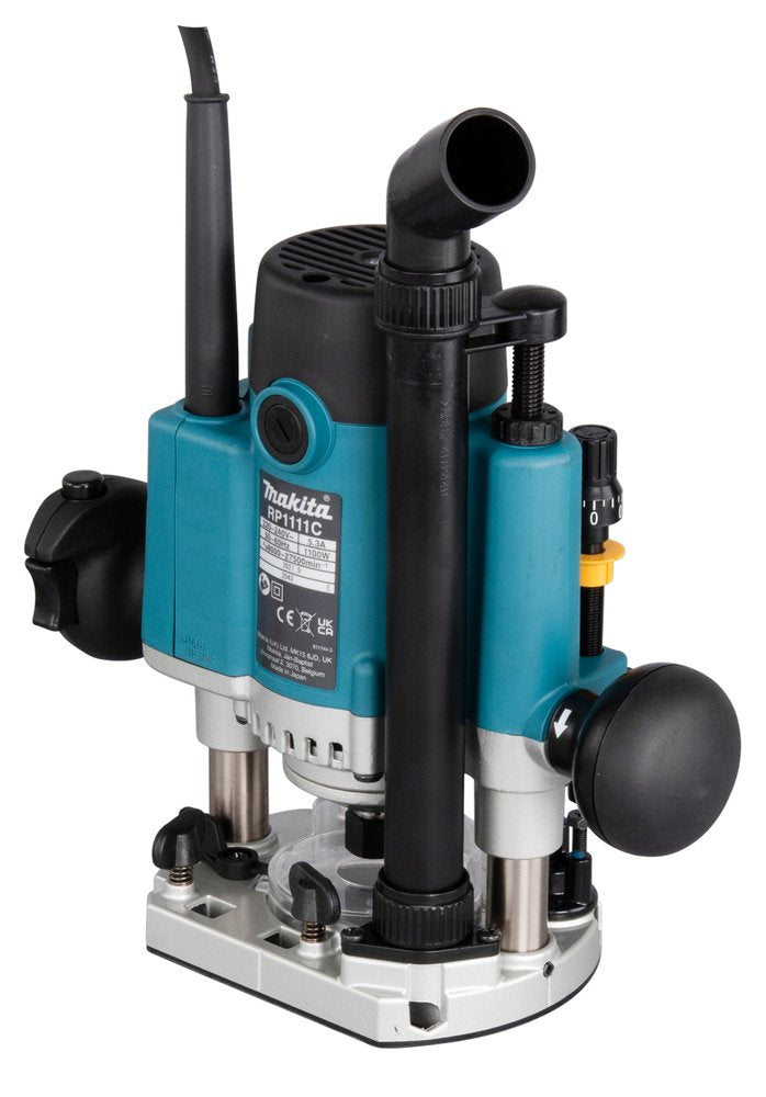 Fresadora Makita Rp1111cjfa Azul/Negro, 1100 W, Tamaño Makpac 3, Incluye Juego De Cortadores De 12 Piezas