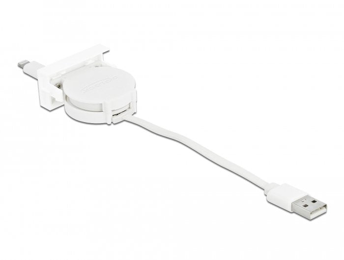 Delock Easy 45 Modul Usb 2.0 Ausrollcable Usb Typ-A Zu 8 Pin Lightning Stecker Weiss