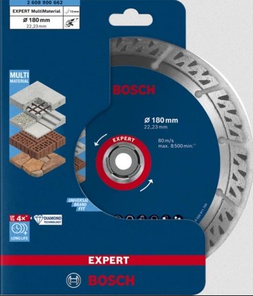 Disco De Corte Diamantado Bosch Professional Expert Multimaterial, Ø 180 Mm, Diámetro 22,23 Mm 2608900662