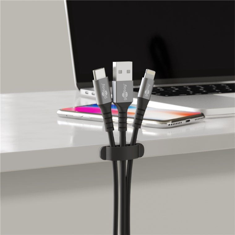Goobay 70684 Organizador De Cables Clip Para Cable Escritorio/Pared Negro 6 Pieza(S)