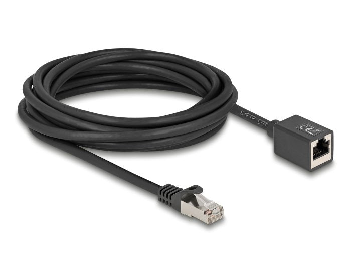 Delock Netzwerk Verlängerungscable Rj45 Stecker Zu Rj45 Buchse Cat.6a S Ftp 5 M Schwarz